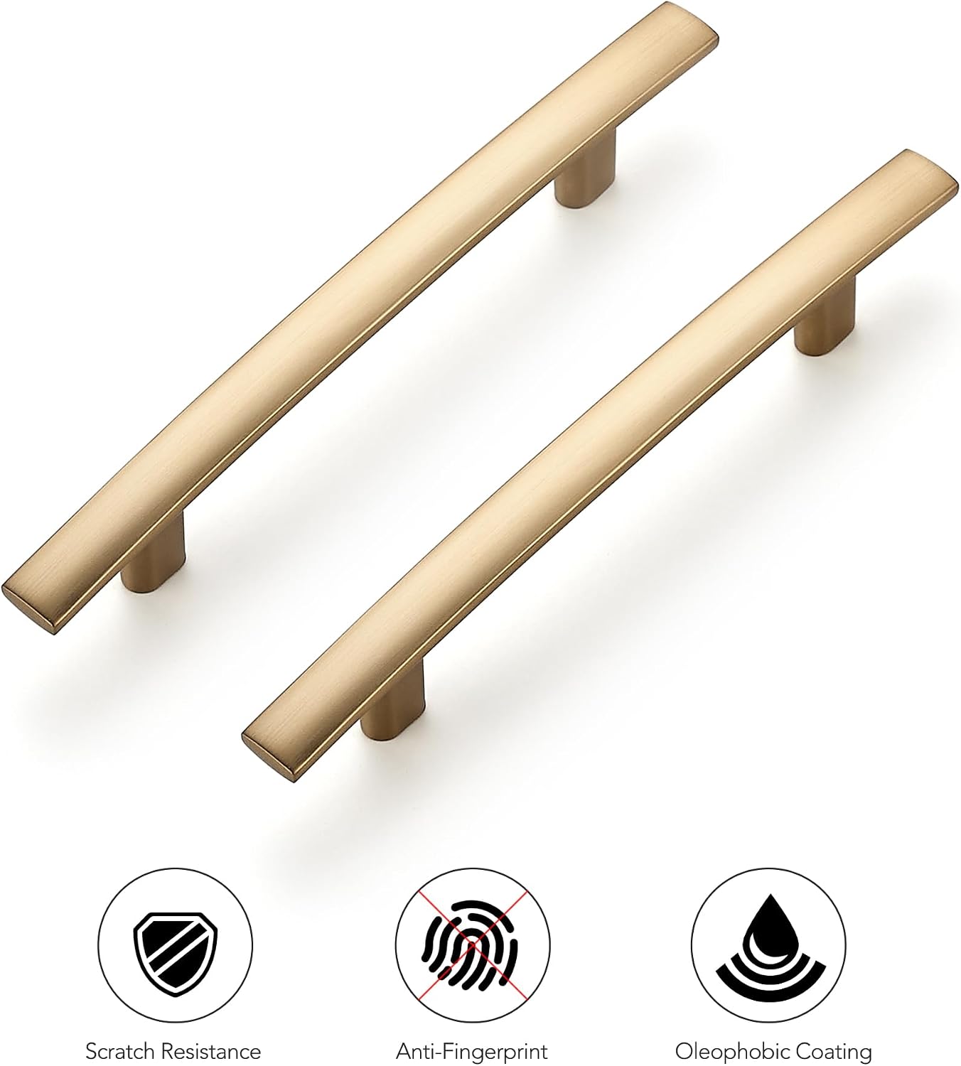 Ravinte 10 Pack Solid 3-3/4 Inch Hole Center Cruved Bar Cabinet Handles 6” Length Kitchen Cabinet Pulls Black Drawer Pulls Kitchen Hardware Champagne Bronze Dresser Pulls for Cupboard