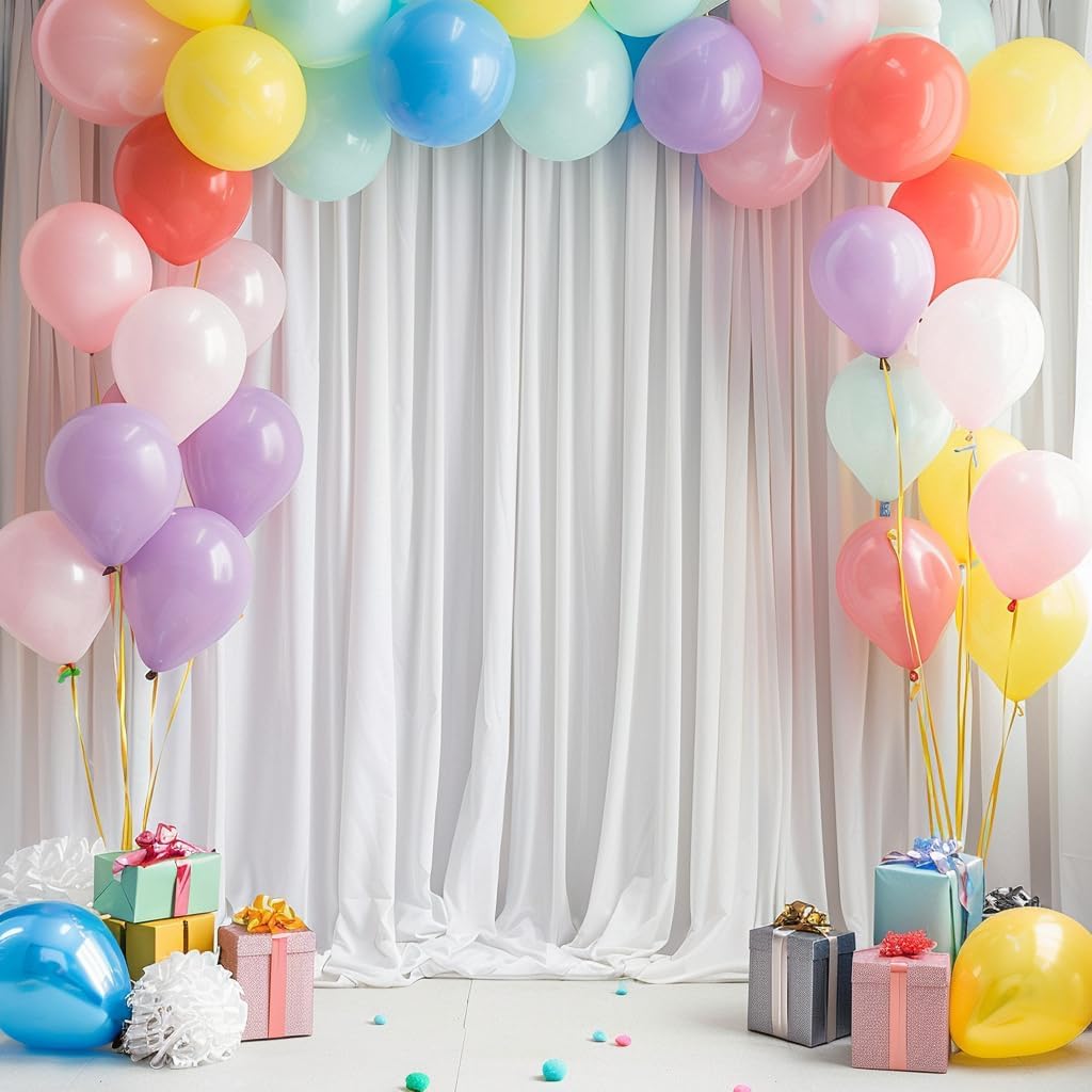 10x20ft White Backdrop Curtains – Polyester Fabric, Wrinkle-Free Photography Background for Wedding, Birthday and Party Photo Backdrop, Easy-to-Set Up for Photoshoot, Event Decoration