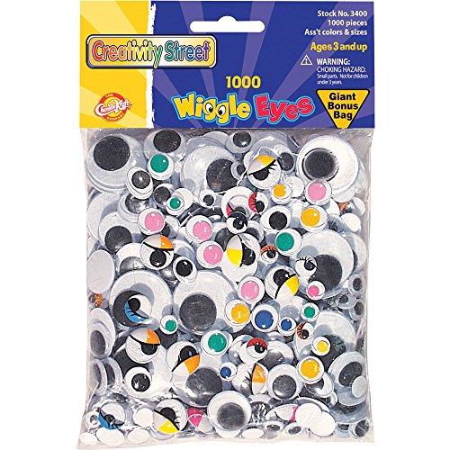 Chenille Kraft 3400 Assorted Wiggle Eyes Class Pack 1000 Pc's Assorted