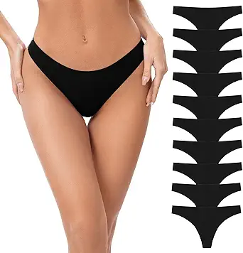 POKARLA Seamless Thongs for Women No Show Underwear Pack of 10