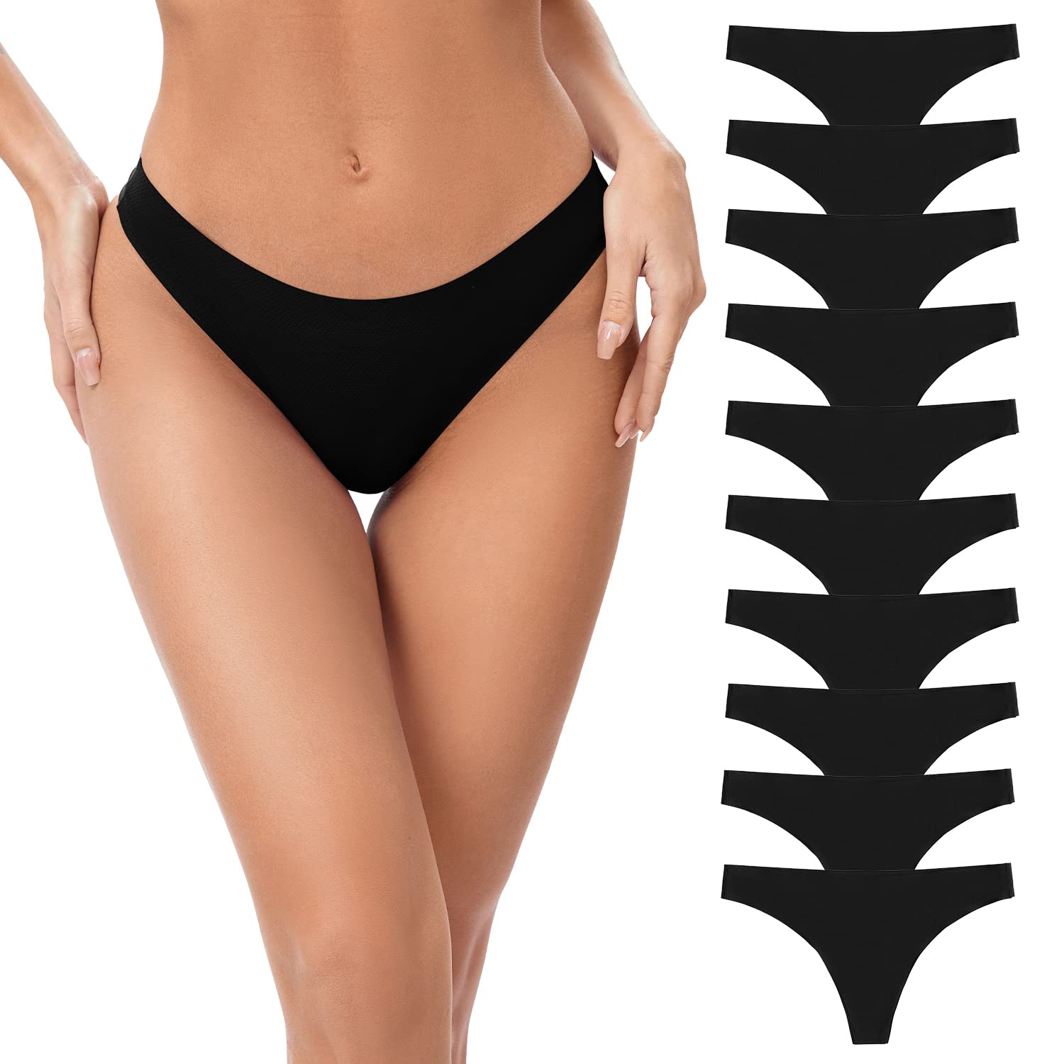 POKARLA Seamless Thongs for Women No Show Underwear Pack of 10