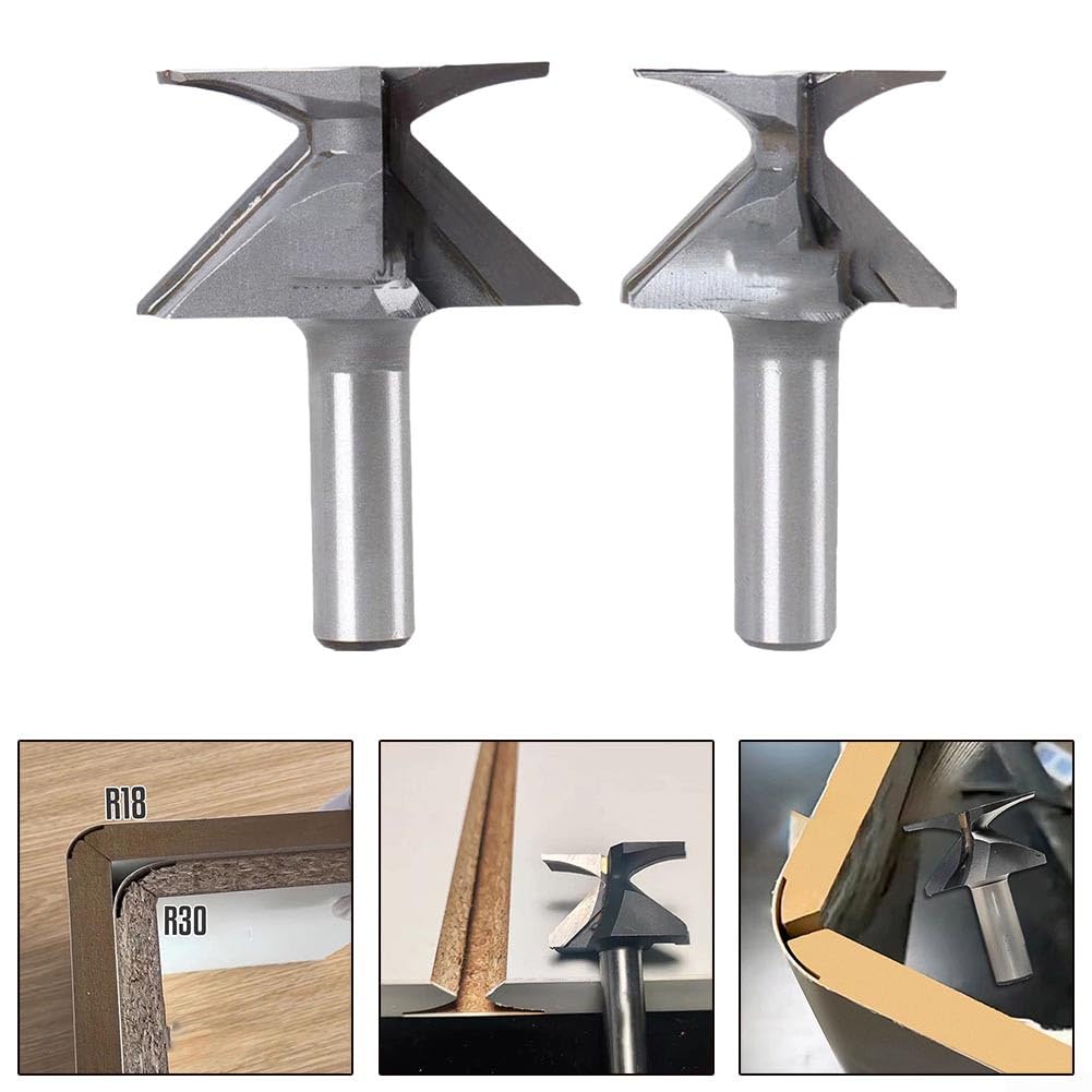 Punta per pialla per legno, fresa per fresa flycutter per appiattimento e coniglio, codolo da 12 mm, per piegatura ad arco integrata, per lavorazione del legno professionale (R18)