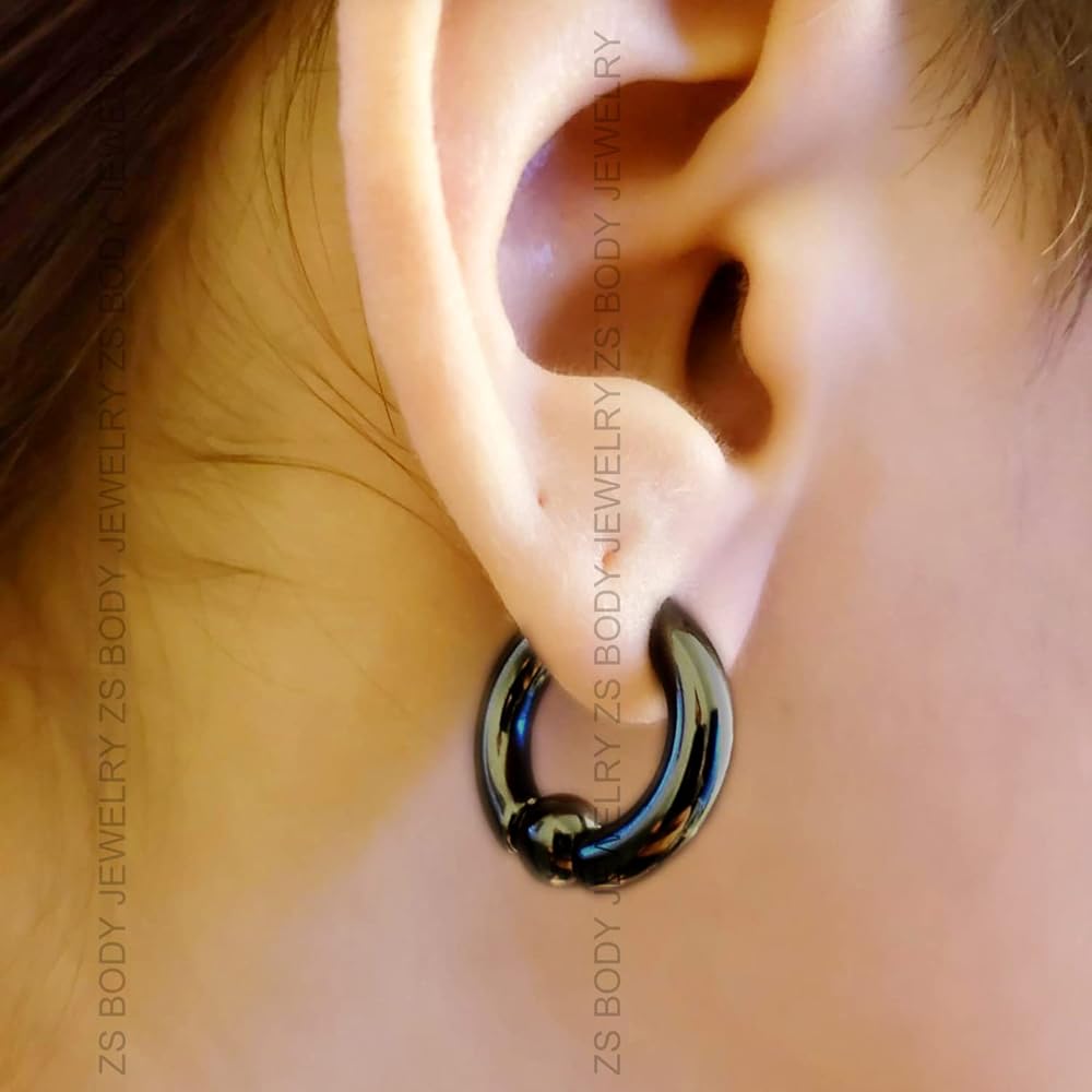 アクセサリー Captive bead ring ear cuff JLS-09-10 ZS Captive Bead Rings Spring Action BCR Ball Rings, 00G 0G
