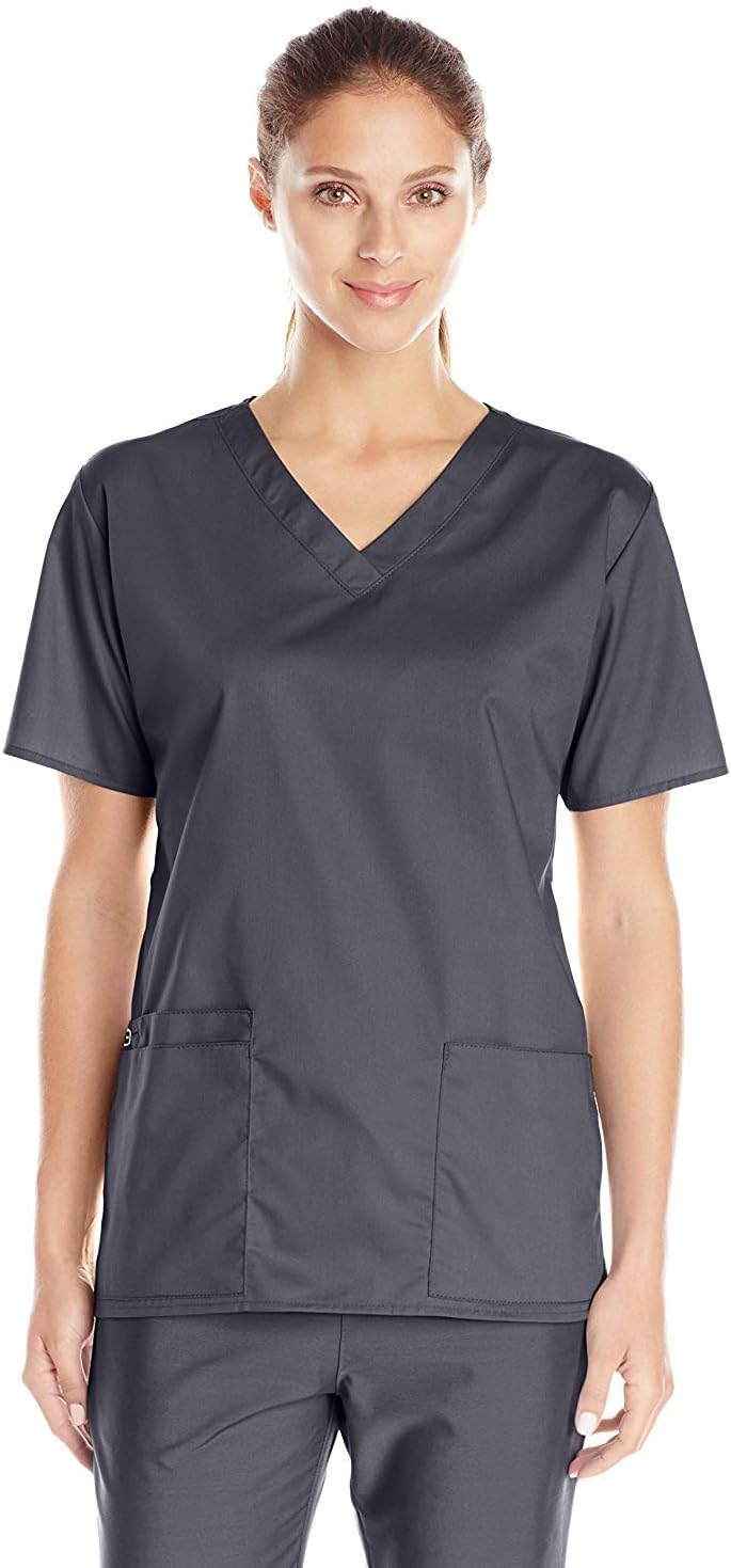 Wink WonderWORK Scrubs for Women, V-Neck Scrub Top - Pewter, 5X