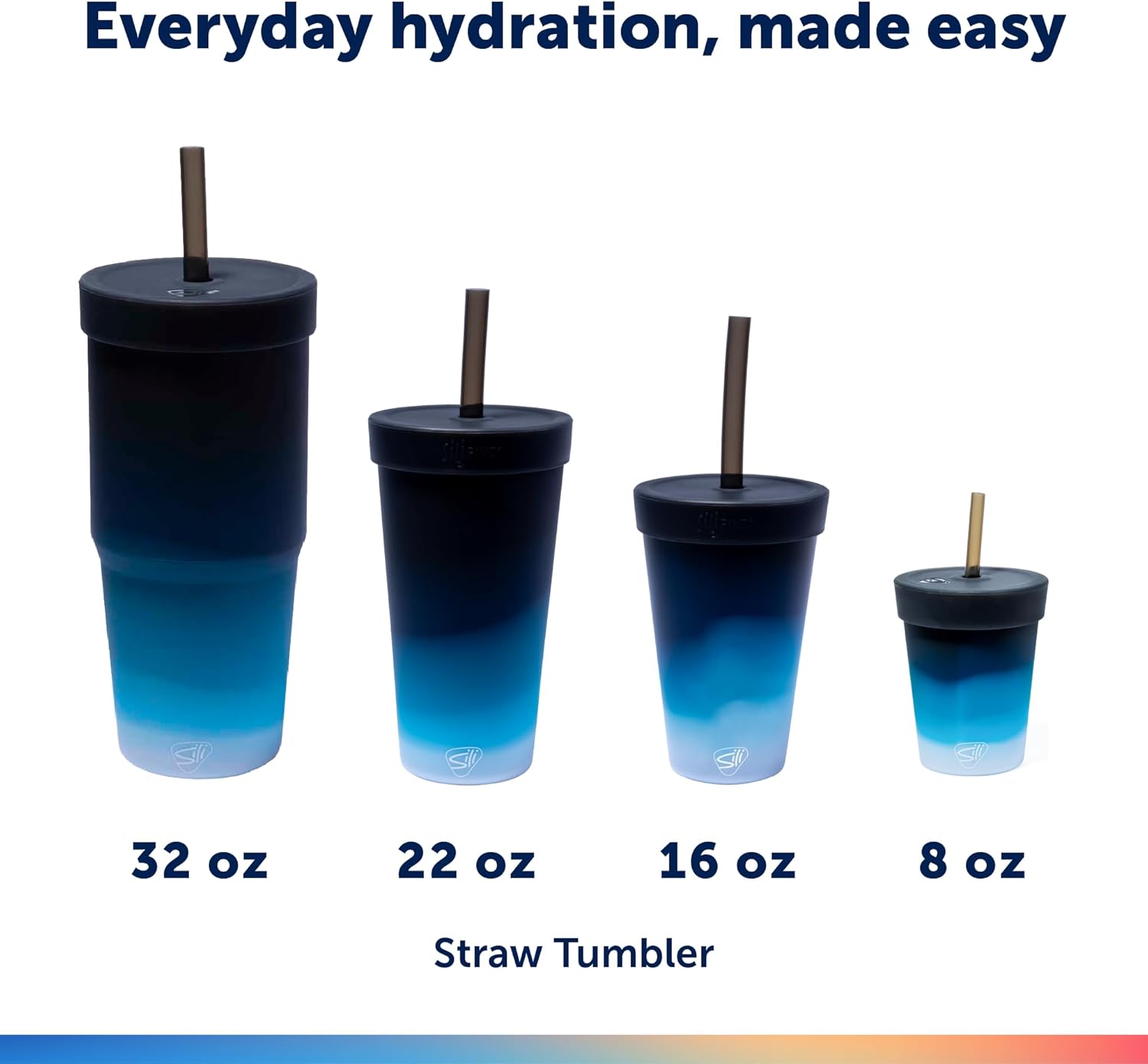 Silipint 22oz Silicone Tumbler with Straw Lid – Unbreakable, Non-Toxic, Dishwasher Safe & Spill Proof Tumbler – Perfect Leakproof Travel Mug for Smoothie, Coffee, Juice, Water, Cocktail, Pack of 4