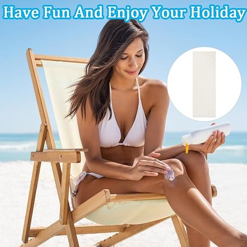 Miniatura 4 de GORGECRAFT 2 sillas de lona de repuesto para playa, color blanco, para exteriores, plegables, de tela, de 47.2 x 16.9 in, silla reclinable para