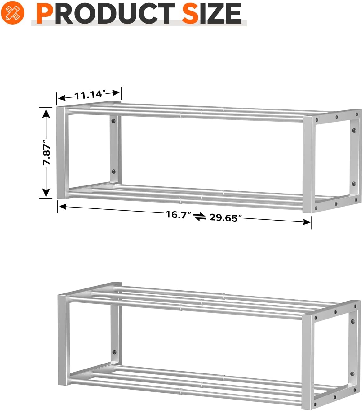 Homeiju Hanging Shoe Organizer,2 Pack Wall Mounted Shoe Rack Holds 12 Pairs,Space Saving Metal Wall Shoe Rack,Hanging Shoe Rack Shoe Holder for Small Space,Entryway,Closet,RV,Camper (Silver)