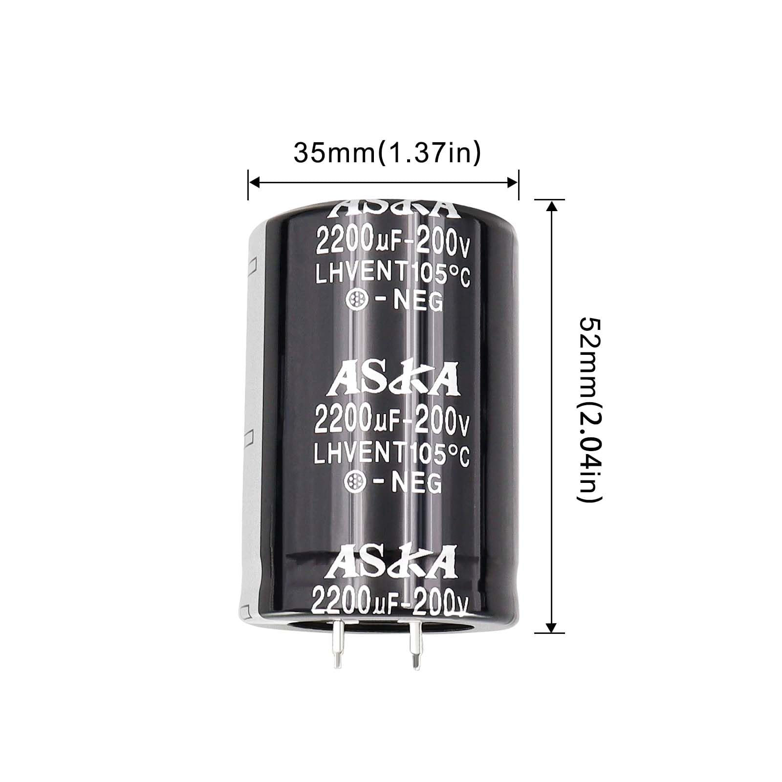 Lot de 4 condensateurs électrolytiques en aluminium pour amplificateur de puissance, chargeur de batterie, caisson de basses, filtre redresseur de pont 200 V 2200 uF