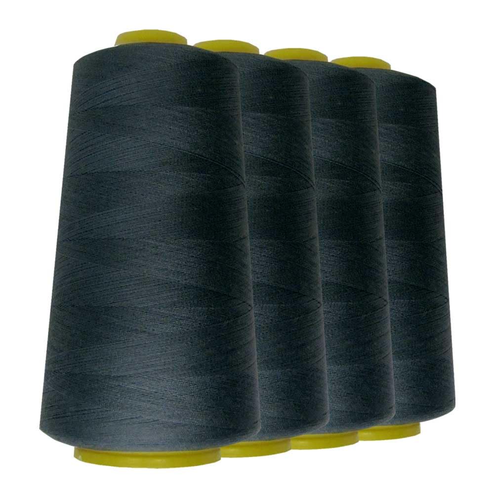 Schneidereibedarf Werner - 4 Rollen/Konen Overlock-Nähgarn/Overlockgarn - Polyester, 40/2 Stärke, 2743 Meter / 3000 Yards, für Näharbeiten, Quilten, Patchwork, Kleidung (dunkelgrau (948))