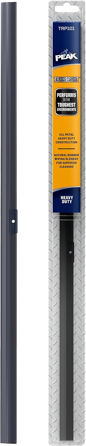 PEAK Transport Heavy Duty Windshield Wiper Blade, Durable Metal Wiper Blade Replacement for Class 6-8 Trucks, Class A RV's, and Transit Buses with Saddle Wiper Arm and 15" Flat Blade