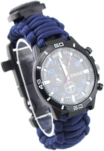 MansWill Pulsera de supervivencia deportiva 16 en 1, 7 núcleos, cuerda de paracaídas, resistente al agua, reloj de emergencia, herramientas de