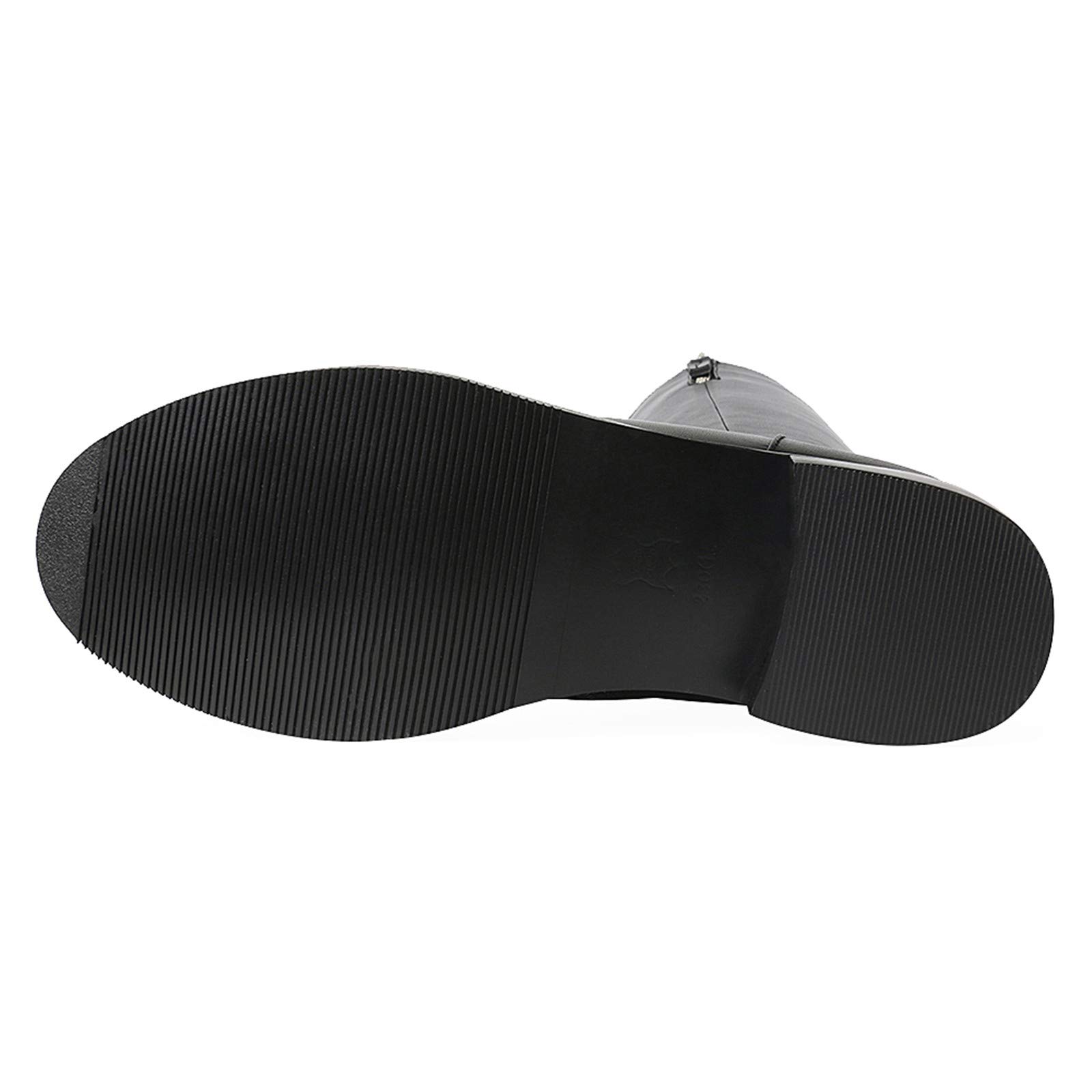 ANUFER Donna Elegante Pelle in Microfibra Ginocchio Stivali Tacco a Blocchi Cerniera Laterale Nero Stivali da Equitazione