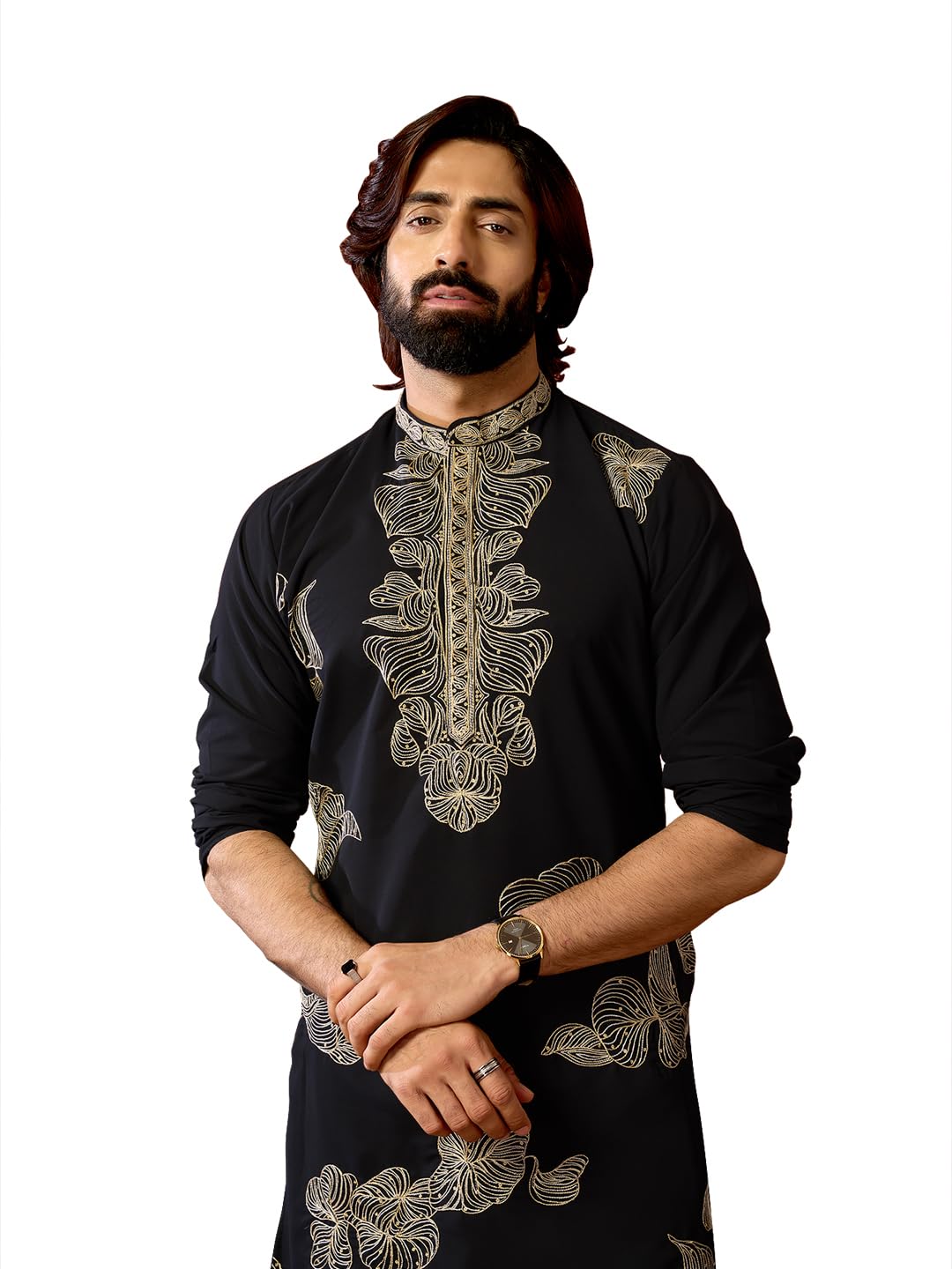 indiroop Peach Heritage Forest Illustration Kurta-picture-45