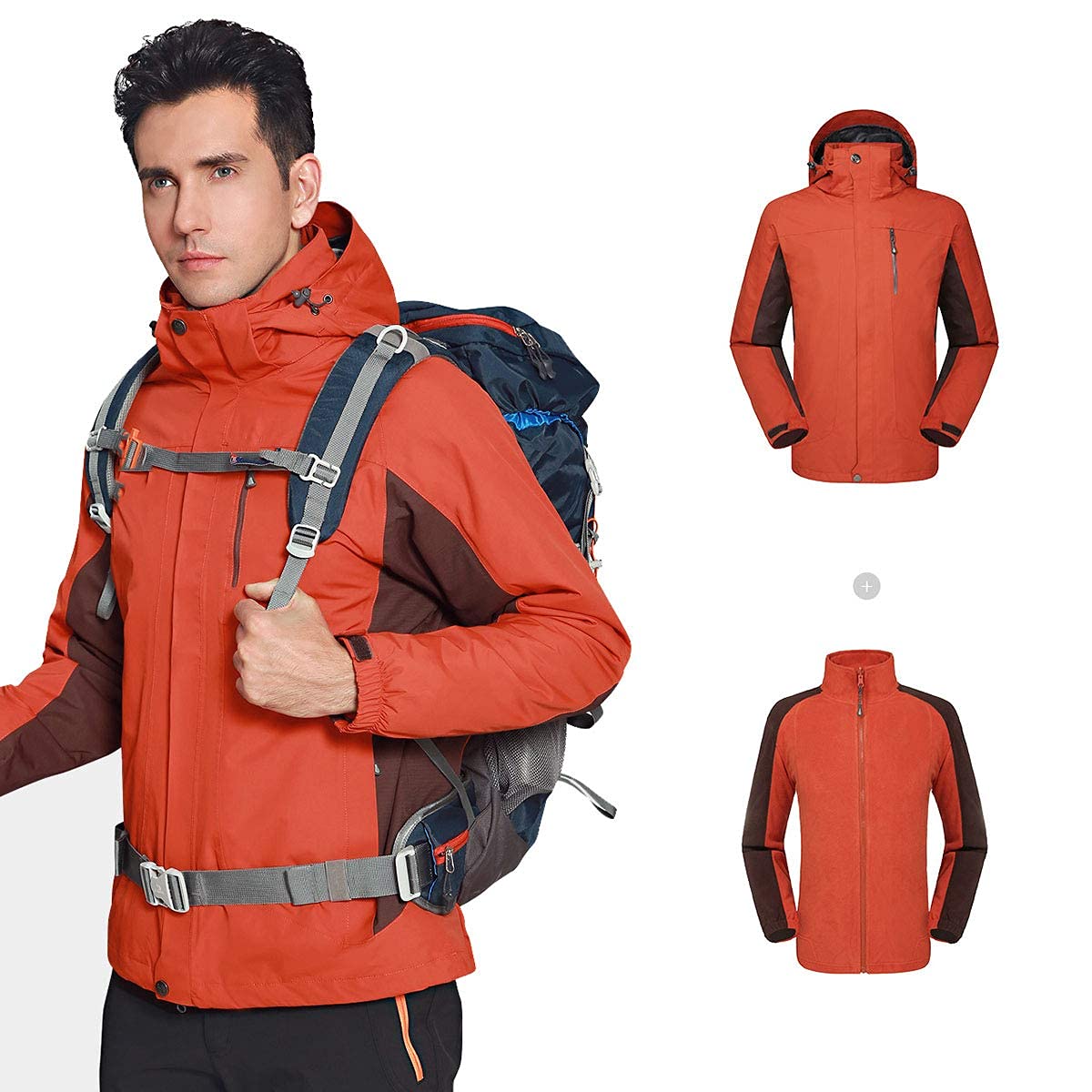 Veste de ski homme 3 en 1 imperméable MU manteaux snowboard coupe-vent
