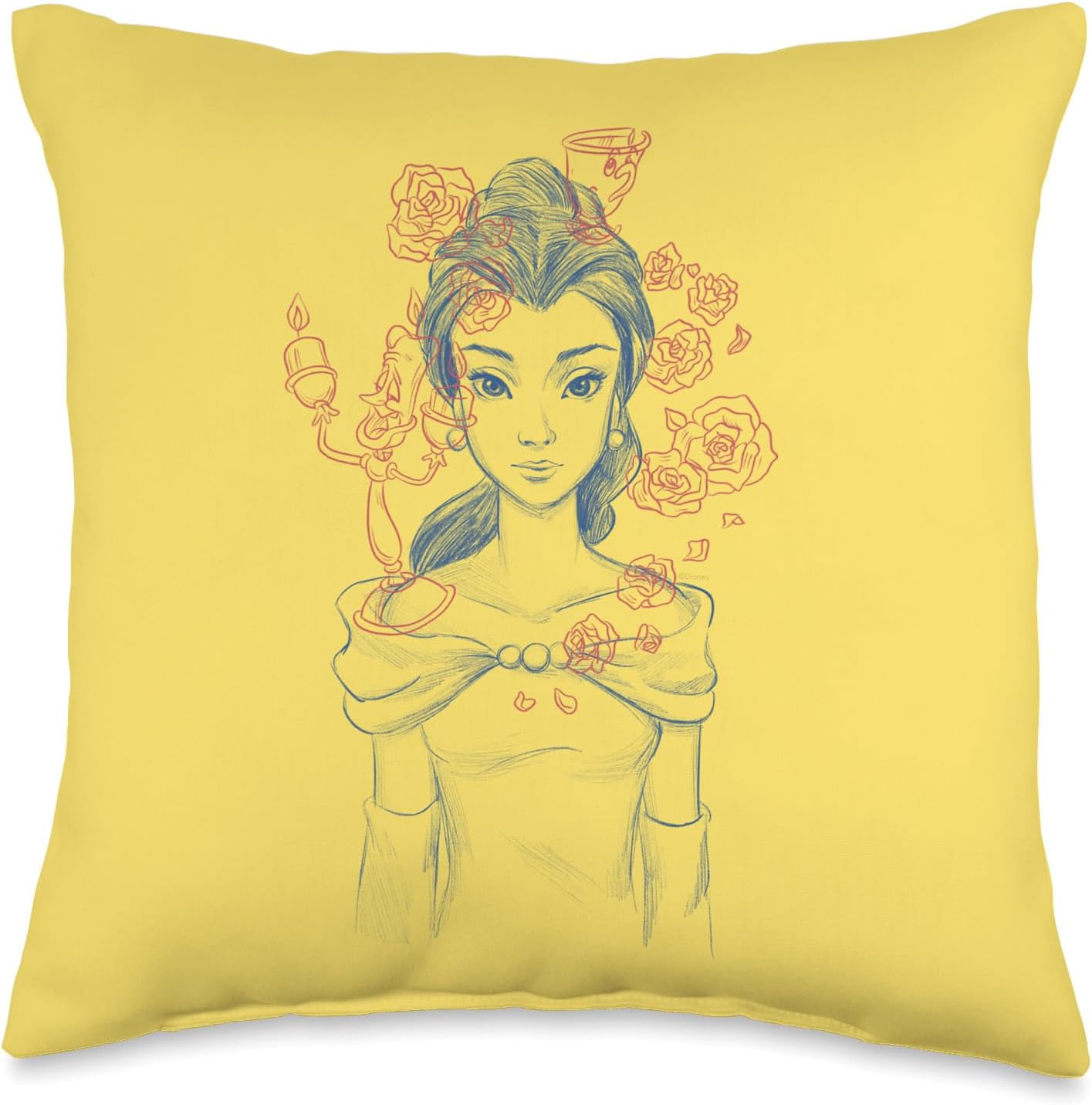 Disney Princess Belle Elevated Enchantment Yellow Throw Pillow