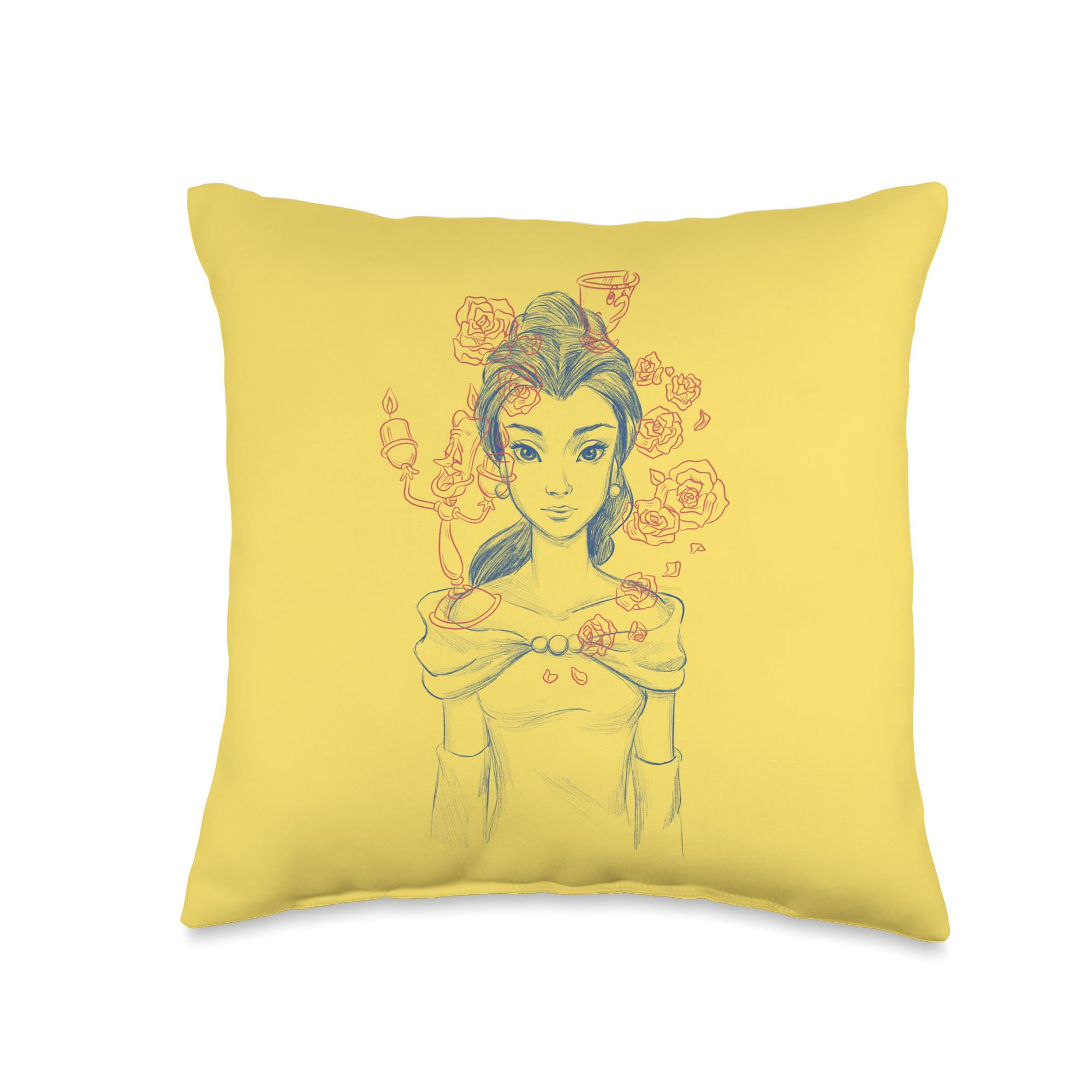 Disney Princess Belle Elevated Enchantment Yellow Throw Pillow, 16x16, Multicolor