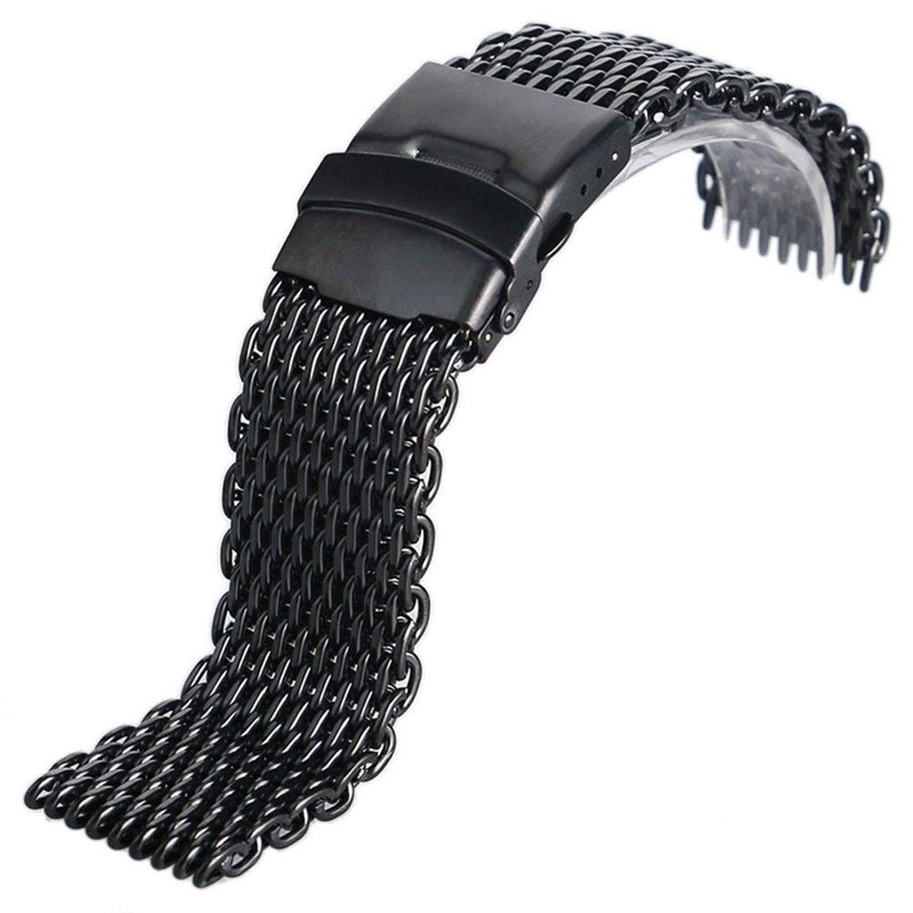 Uhrenarmband 18 mm, 20 mm, 22 mm, 24 mm, Edelstahl, Schwarz/Silber/Gold, Netzgewebe, ausgezeichnete Qualität, Armband für Armbanduhren + 2 Federstege