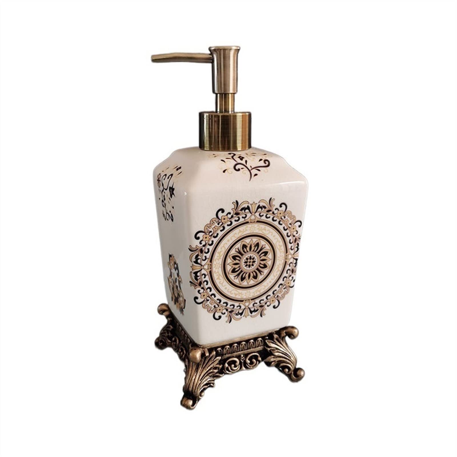 Küchenspender Seifenspender 340ML Personalisierte Crack Keramik Seifenspender Retro Large Lotion Sub Bottle Harz Basis wiederverwendbare Pumpenflaschen Spender Seifenspender für Badezimmer(C)