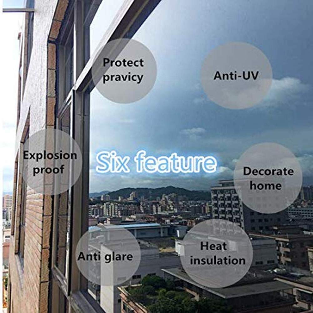 Film De Verre D'isolation De Perspective Unidirectionnel écran Solaire en Verre Autocollant Fenêtre Balcon Bureau Miroir Surface Solaire Film (Bleu,120x600cm)