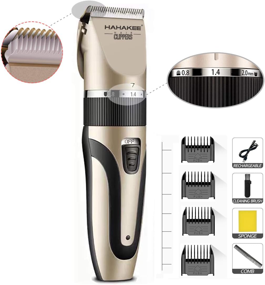 HAHAKEE Professional Hair Clippers, Hair Cutting Machine for Men/Kids/Baby/Barber Grooming Cutter Kit, Rechargeable Haircut Trimmer Set, Waterproof Haircut Barber Trimmer Kit with Guide Combs Brush