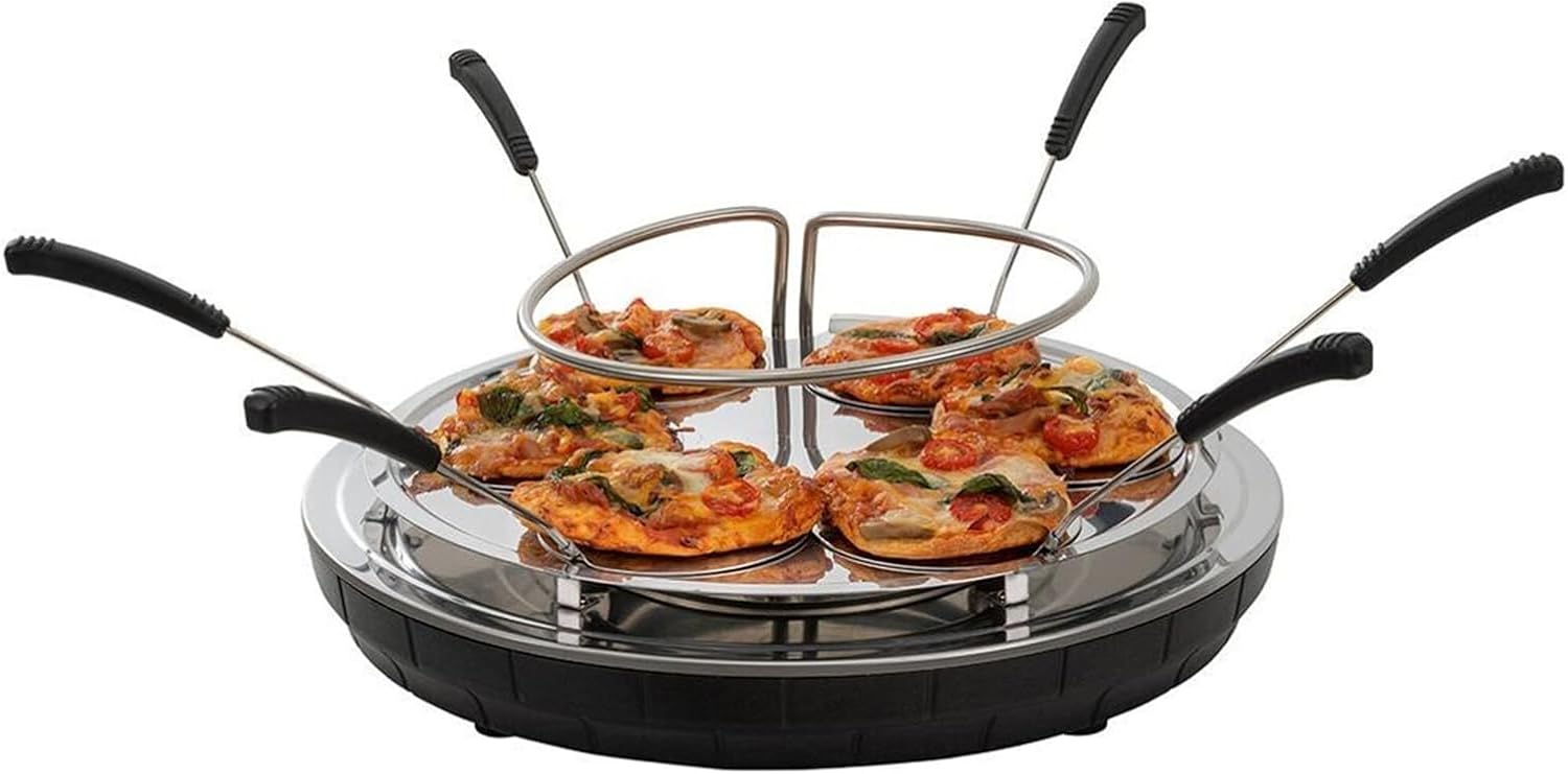 Electric Pizza Oven Family Sharing Pizza Maker with Terracotta Cover, Mini Smokeless Pizza Bake Oven for Pizza Party Home Party (6 PERSON)