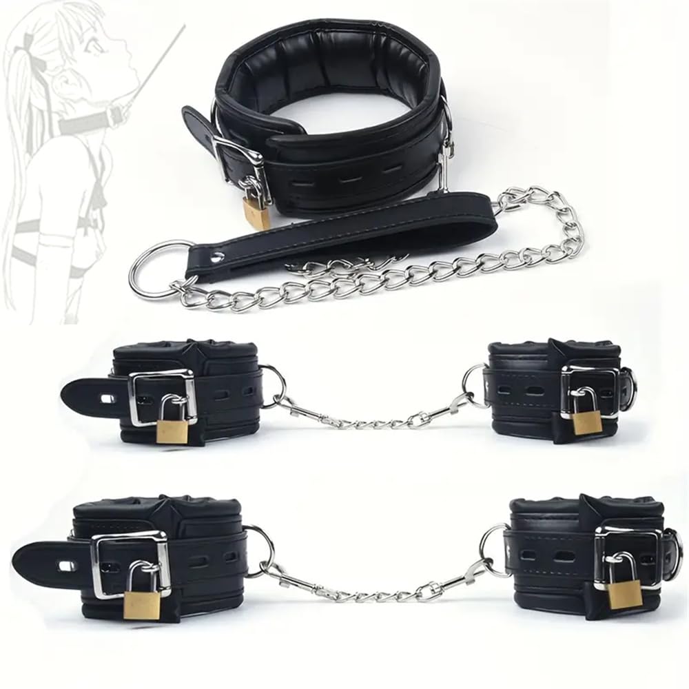 Manette in schiuma di pelle nera da 1 pezzo con chiusura a catena