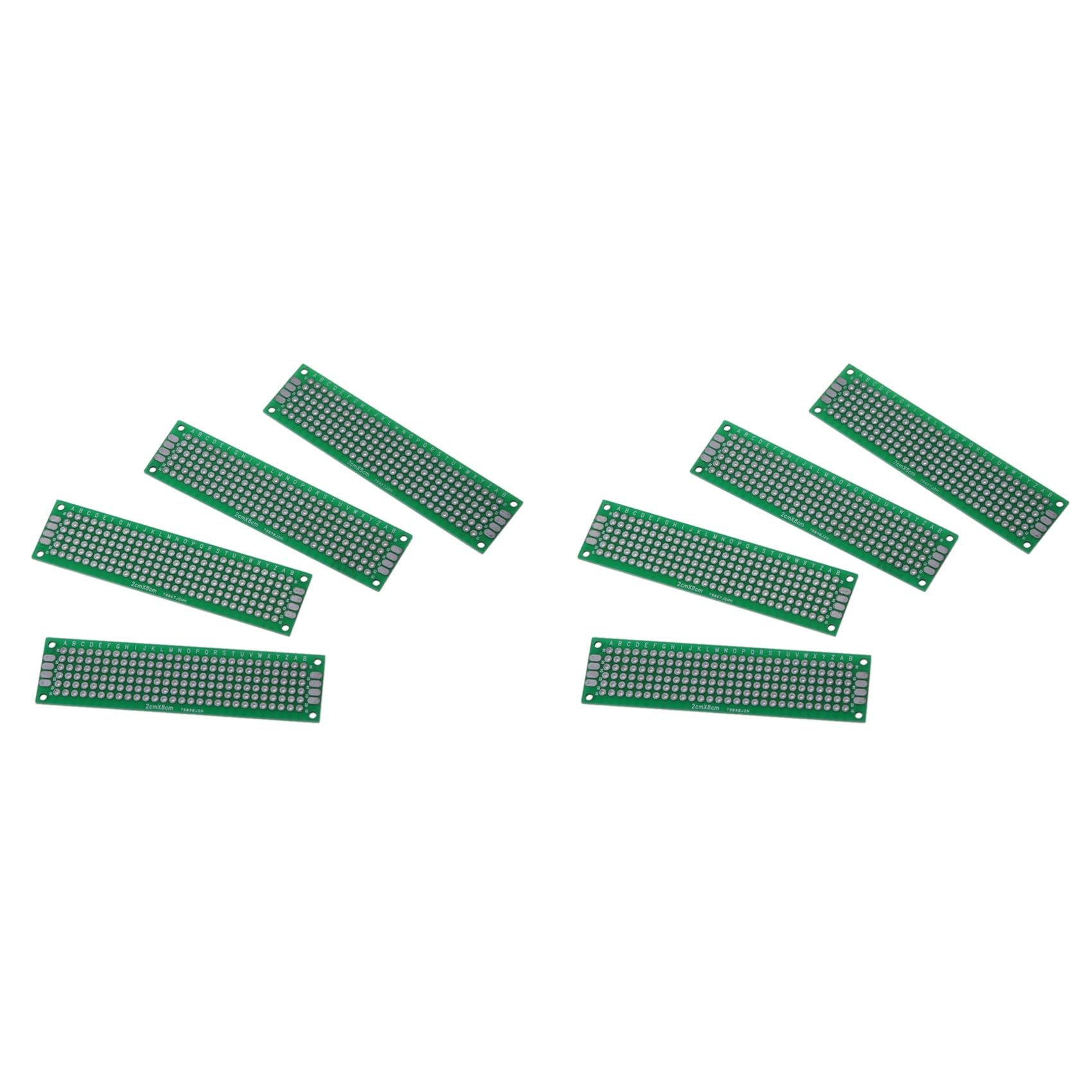 Jnchdghwa Silver,Green 8Pcs Double-Side Prototype Fr-4 Pcb Stripboard Universal Printed Circuit Board 2 X 8Cm Size