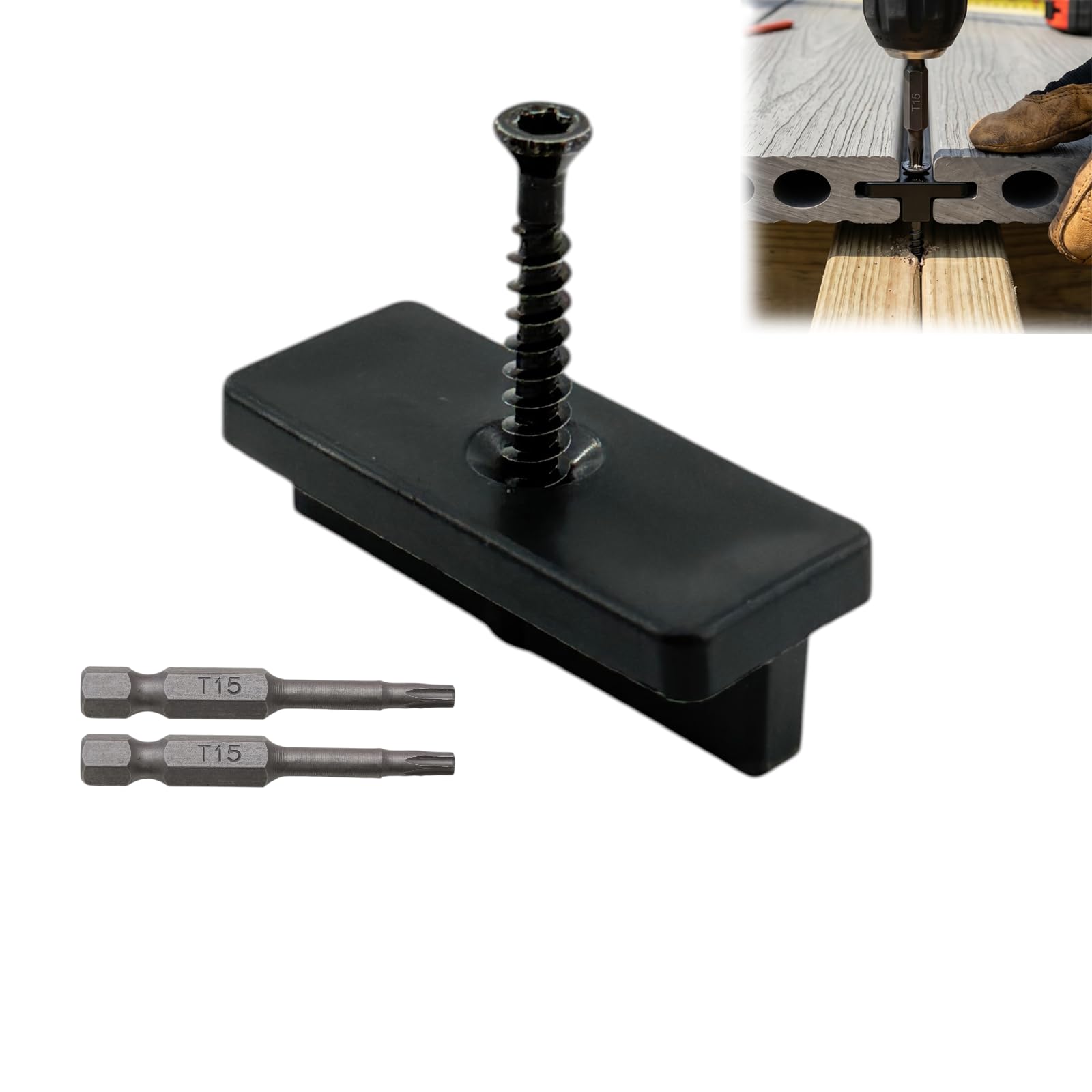 TADA 200 Pack Composite Decking Clips, 6mm WPC T Clips Decking Fixings