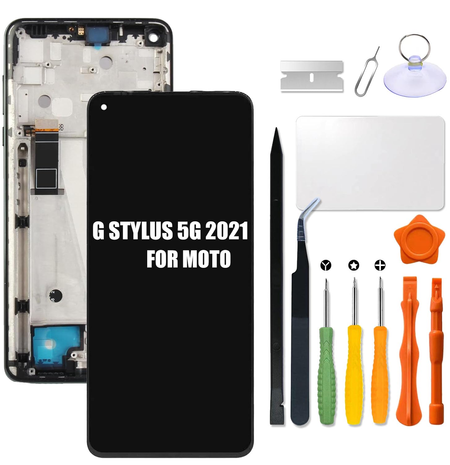 Replacement for Motorola Moto G Stylus 5G 2021 LCD Screen with Frame for Moto XT2131-1 XT2131-4 XT2131-2 XT2131-3 XT2131DL LCD Display Screen Touch Digitizer Assembly with Repair kit (with Frame)