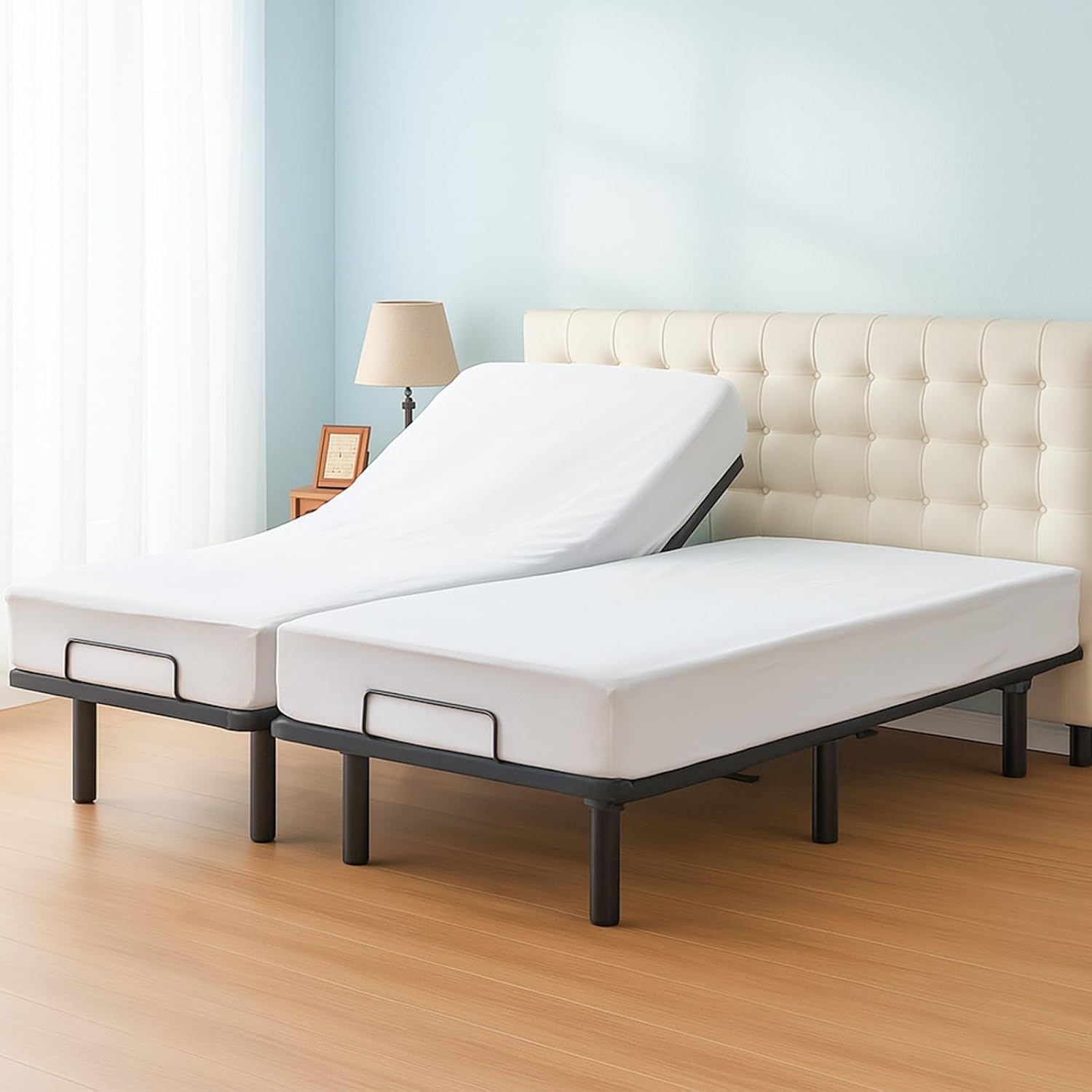 Cottington Lane Split California King Fitted Sheets for Adjustable Beds, Premium Hotel Quality Brushed Microfiber 15 Inch Deep Pocket Two 36 x 84 Bottom Sheets Only, Ultra Soft & Breathable, White Split California King Fitted Sheet White