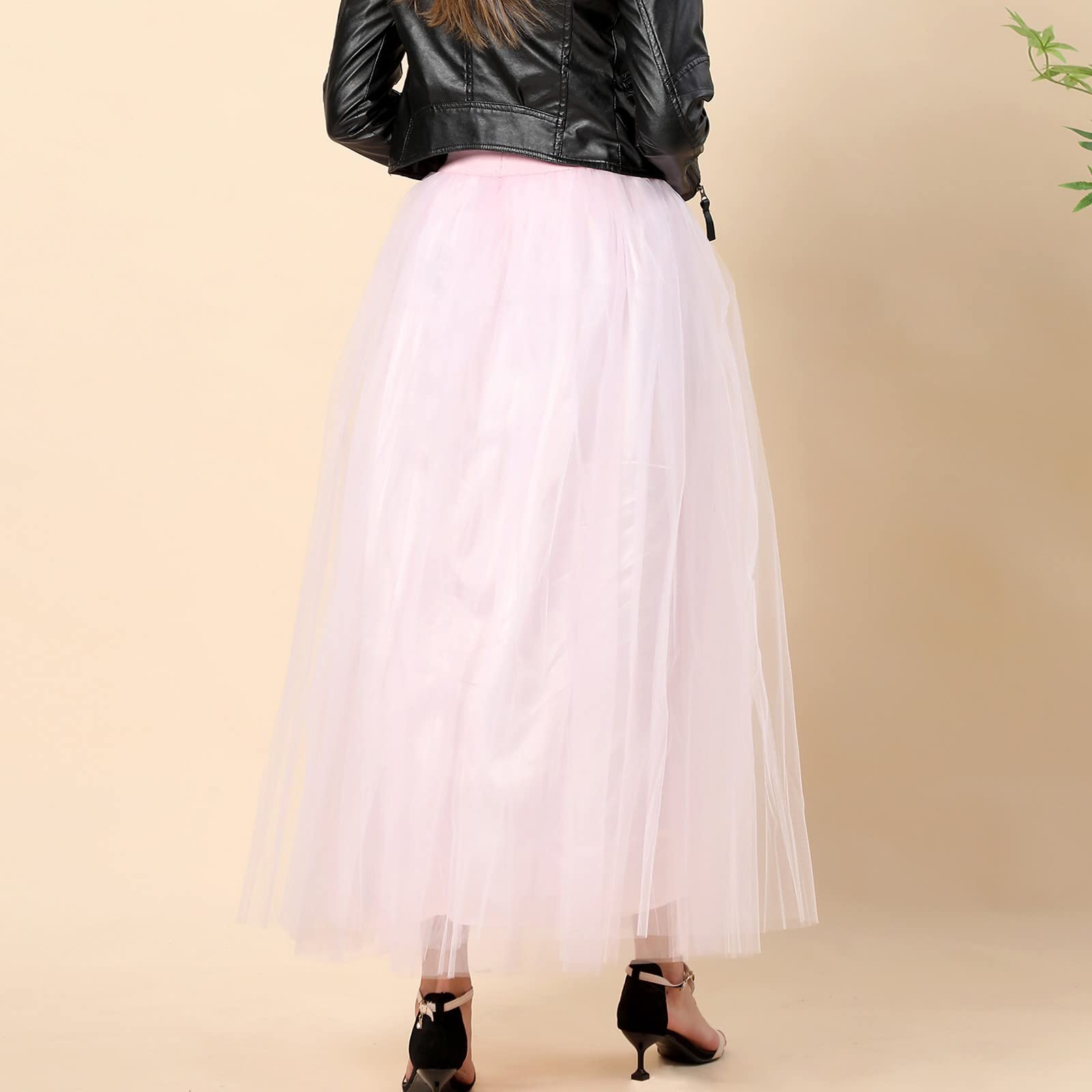 Abito lungo di carnevale pieghettato con gonna in tulle a rete taglie forti da donna 2026