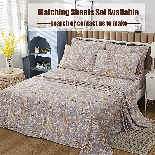 Fadfay Elegant Paisley Duvet Cover Set Queen Shabby Floral Bedding Classical Gold Paisley Bedding Breathable 100% Percale Cotton Ultra Soft Bedding Set With Hidden Zipper Closure 3 Pieces, Queen Size #TOP6