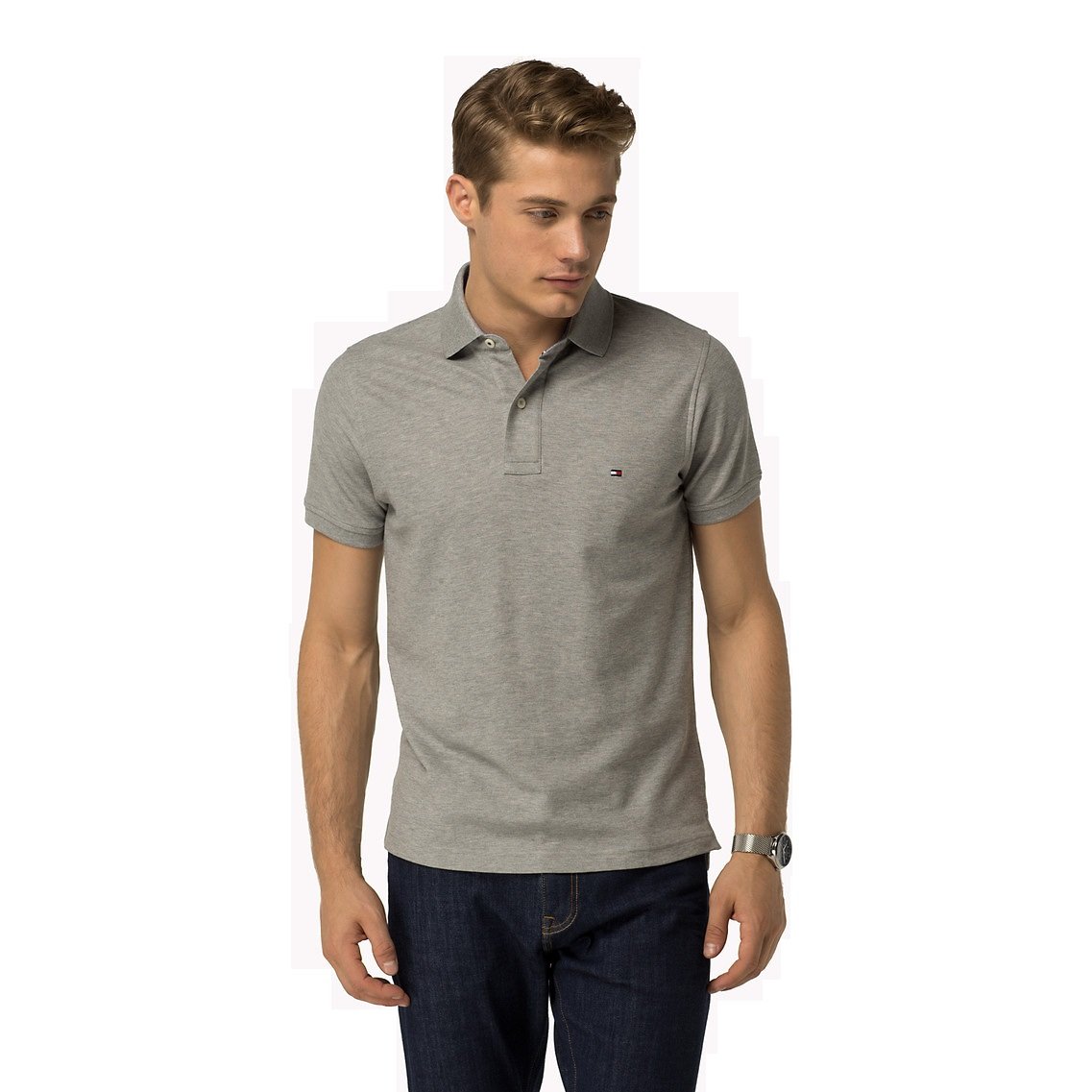 Tommy Hilfiger MW0MW00140-501 Performance Polo SS Polo Manica Corta in 100% Cotone Performance Piquet Regular Fit Grey (Grigio) (S, Grey Grigio)