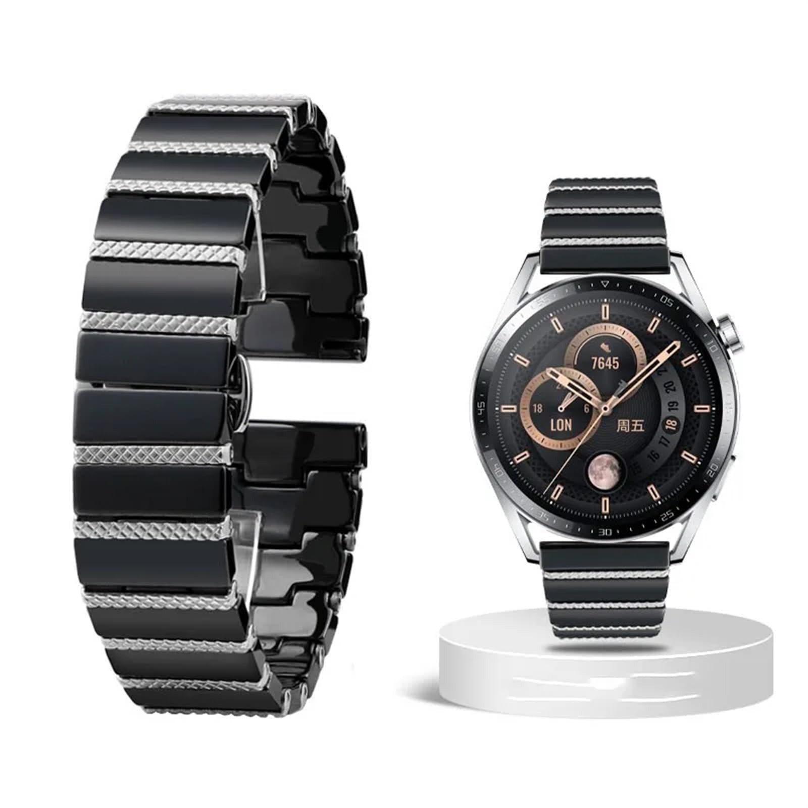 JDIME Cintura da polso con cinturino per orologio con cinturino in acciaio ceramico di lusso da 20 mm 22 mm