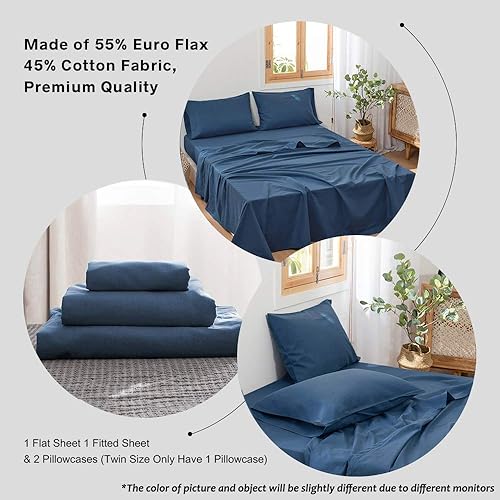 Miniatura 4 de Simple&Opulence - Juego de sábanas belgas de lino (4 unidades), color sólido