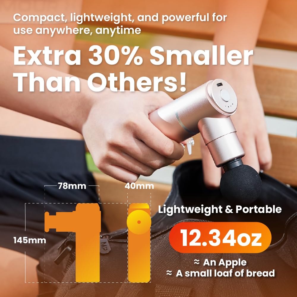 PISOOKA X Mini Pistolet de Massage, Percussion Massage Gun Deep Tissu, Masseur portatif extrêmement léger et portable pour soulagement de la douleur du cou, relaxation musculaire, cadeaux pour him (4