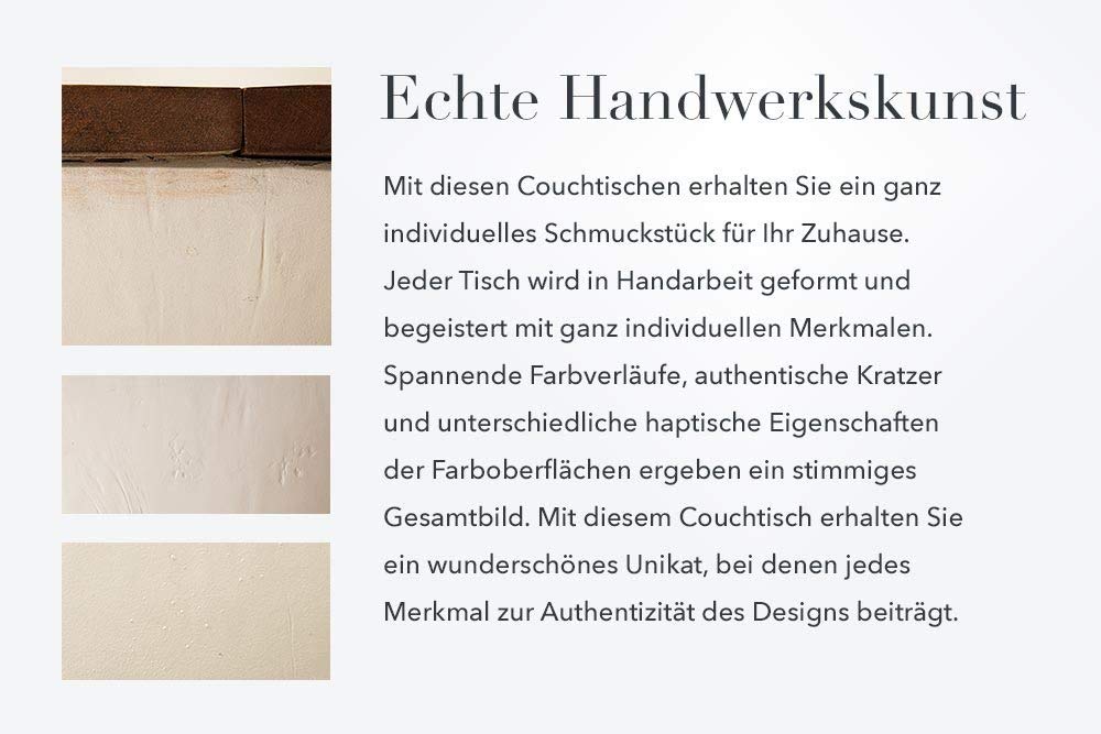 Riess Ambiente Couchtisch Industrial Storage aus Massivholz Bohlen weiß Massivholz mit klappbarer Tischplatte Aufbewahrung Wohnzimmertisch