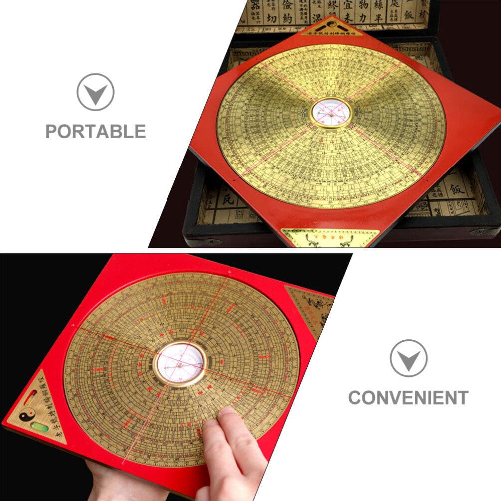 Brújula China Antigua Portátil Roja de Hierro y Cobre para Exteriores | Estilo Retro, Ligera y Fácil de Usar, Orienta en Actividades al Aire Libre, Pieza de Colección