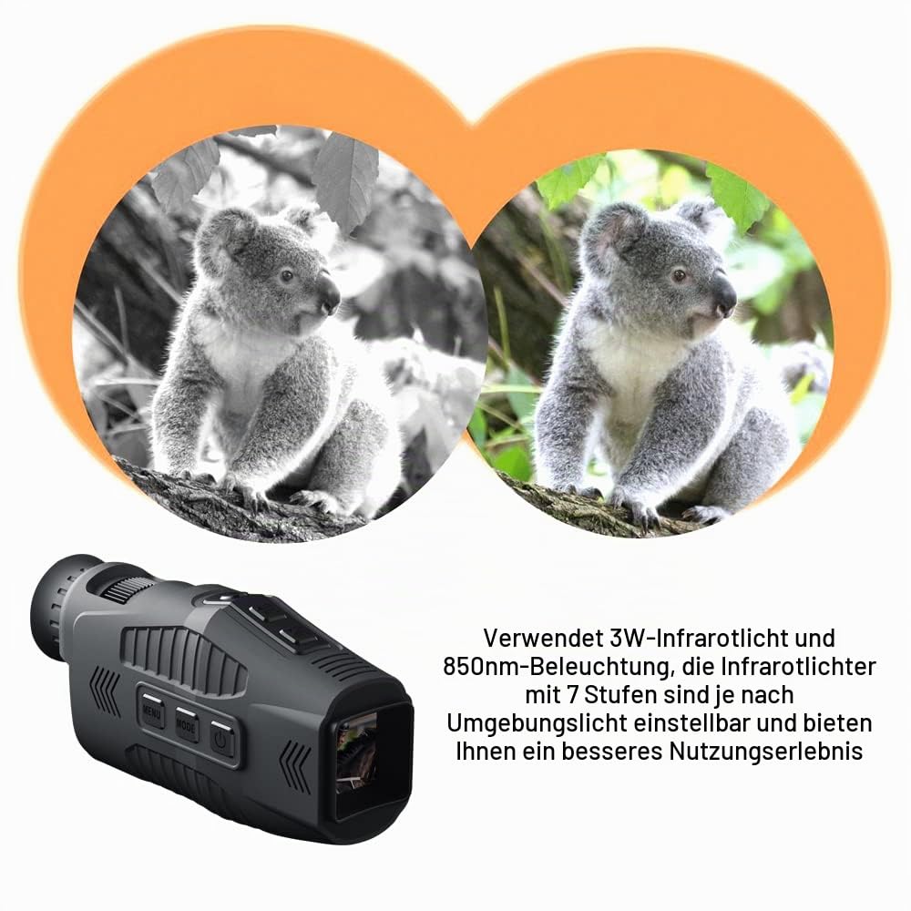 1080P Portable Monocular Night-Visions Device Day Night Use Photo Video Taking 5X Digital Zoom 300M Full Dark Viewing Distance for Outdoor Hunt Boating Journey
