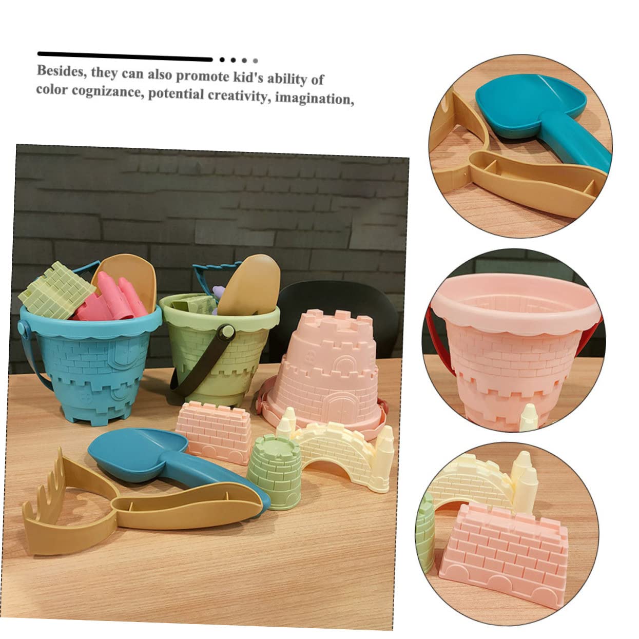UKCOCO 3 Juegos Juguetes de Playa para Cubo de Arena Rosa con Pala y Rastrillo Pequeño y para Bebés Aire Color Aleatorio