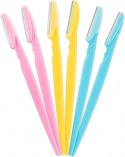 Eyebrow Razors Pack of 6 | Face Hair Removal, 3 Colours Included