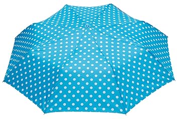 Sun Janet Polka 3 Fold Automatic Open Nylon Fabric Umbrella (Blue) - image, photos