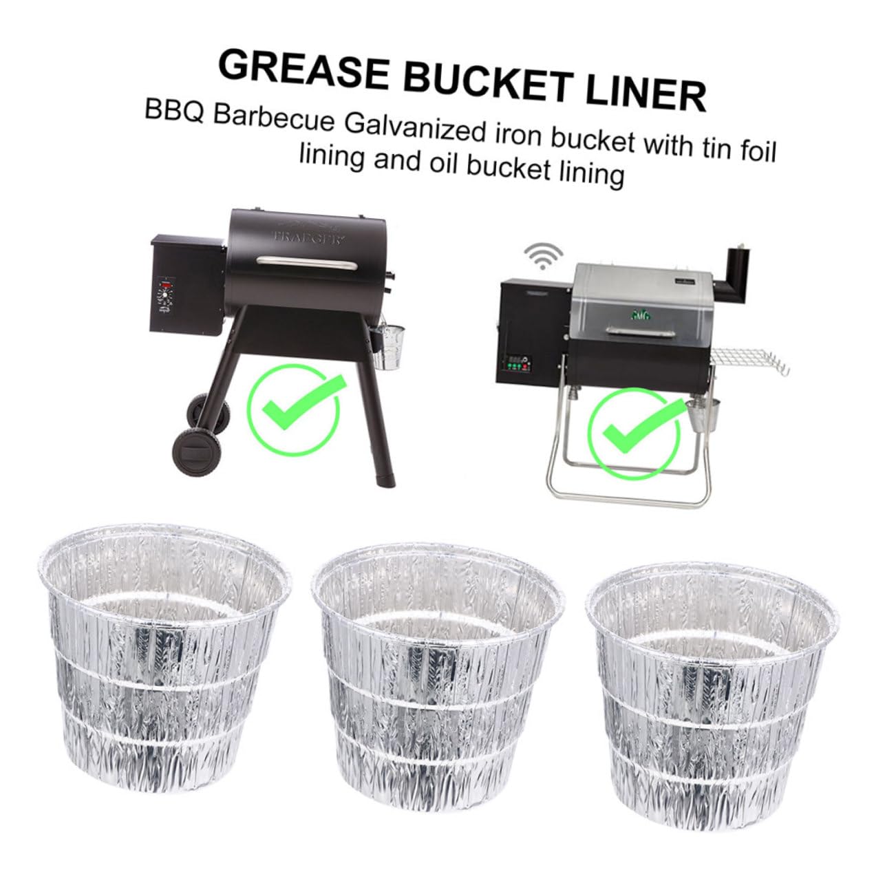 VICASKY Secchio Raccogli Grasso Portatile per Barbecue con 10 Rivestimenti