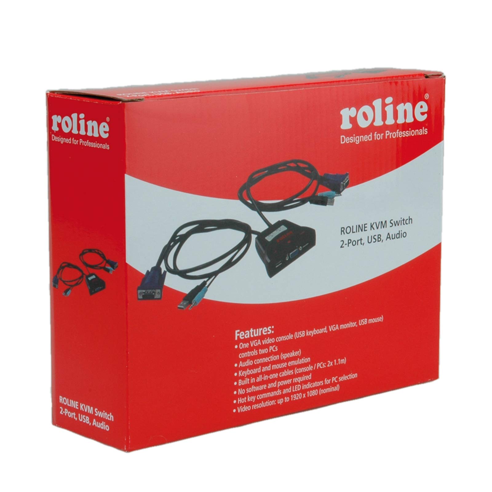ROLINE commutateur KVM « Star » 2 PC, VGA, USB, audio