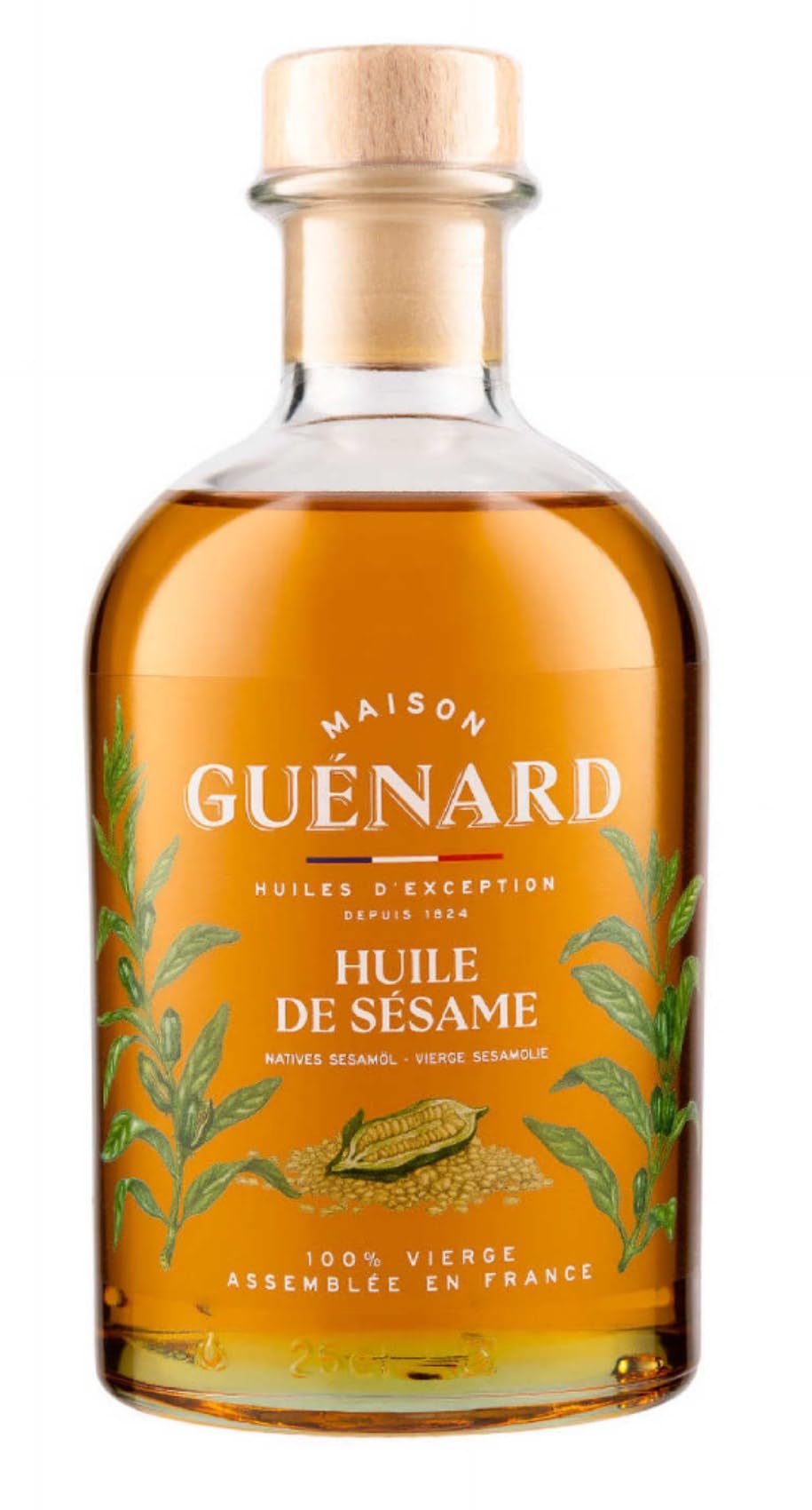 Guenard 1824 Huile Vierge de Sésame, de Noix de France, de Noix de Cajou, d'Argan, de Pistache, de Pépin de Courge 24cl/Bouteille (2 bouteilles, Huile de sésame)