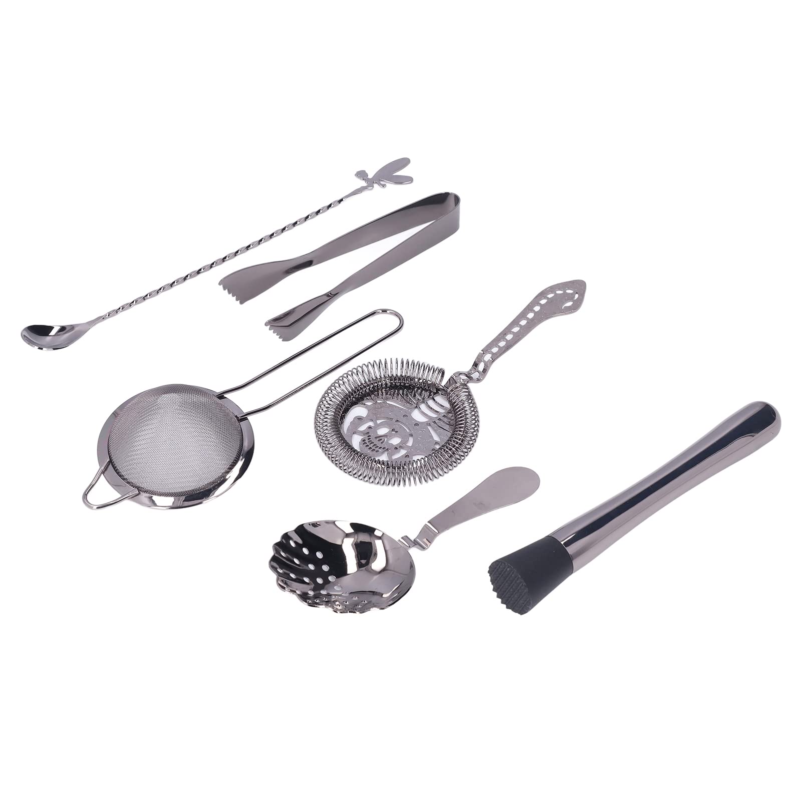 Juego de Coctelera de Acero Inoxidable, Equipo Mezclador de Bebidas de para Bar Casero, 11 Uds. (Plata Negro)
