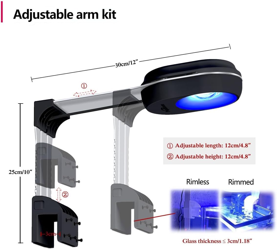 PopBloom RL60 Full Spectrum Reef Light, 60W WiFi Marine Reef LED Aquarium Light Saltwater Aquarium Fish Tank Lamp, APP Fully Programmable, Sunrise Sunset (60W WiFi Black)