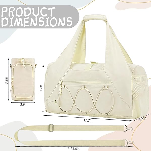 AUNGKWANG Sac de Gym pour Femme, Sac de Voyage Léger avec Compartiment à Chaussures, Compartiment Humide et Sacs de Bouteille d’Eau, pour Voyages, Randonnée, Natation, Yoga, Weekends - 2
