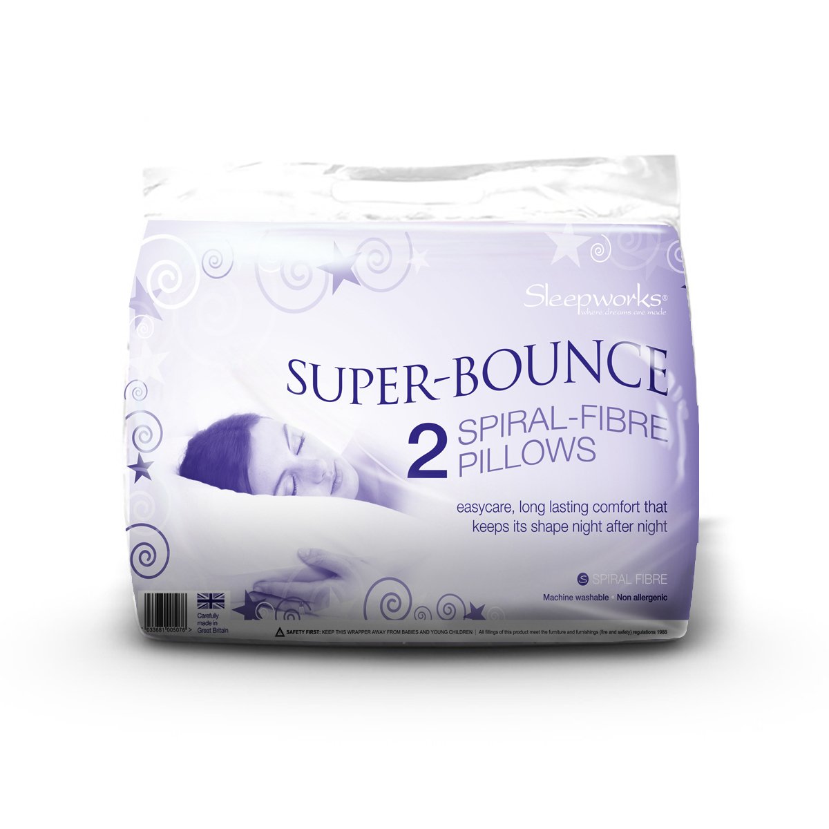 Littens White Luxury Deluxe Super Bounce Back Anti Allergy Hollowfibre, Pair (2 Pillows)