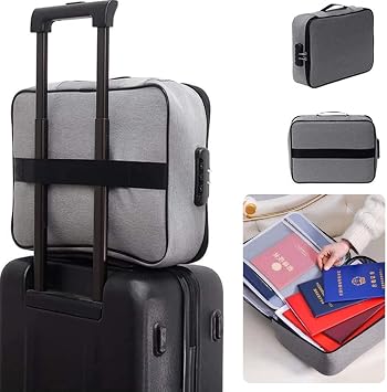 Fireproof Document Bag with Lock, Waterproof Safe File Storage Organizer Bag, Large Capacity for Home Office Travel, Important Files, Passport, Certificates, Legal Documents